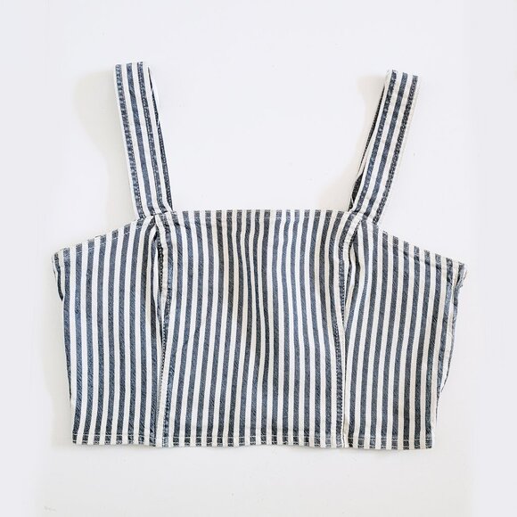 SOLD Zara Striped Denim Cropped Buster Top NWOT - Size X-Large - Picture 3 of 9